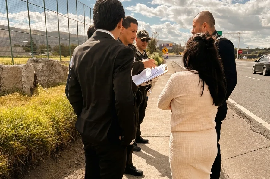 Abogados de Virtus Estudio Jurídico levantando información con la Policía en el lugar de un accidente de tránsito